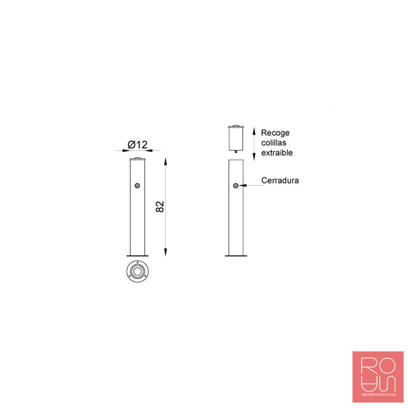 Cendrer Columna Cilíndric